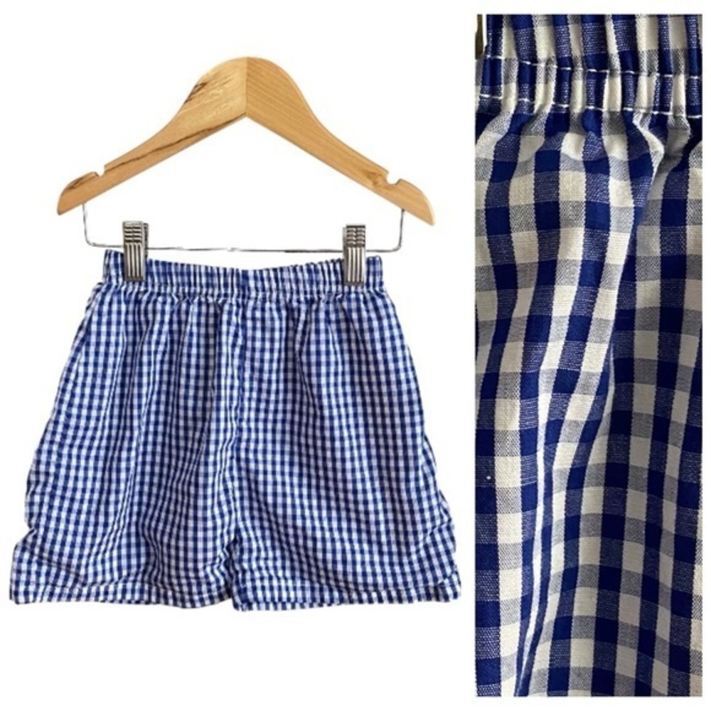 Cecil and Lou Blue White Gingham Plaid Pull On Shorts 7